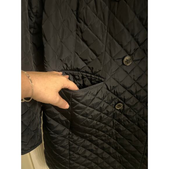 Lauren Ralph Lauren Women's 1X Double-Breasted Diamond Quilted Navy Barn Coat - Picture 8 of 11